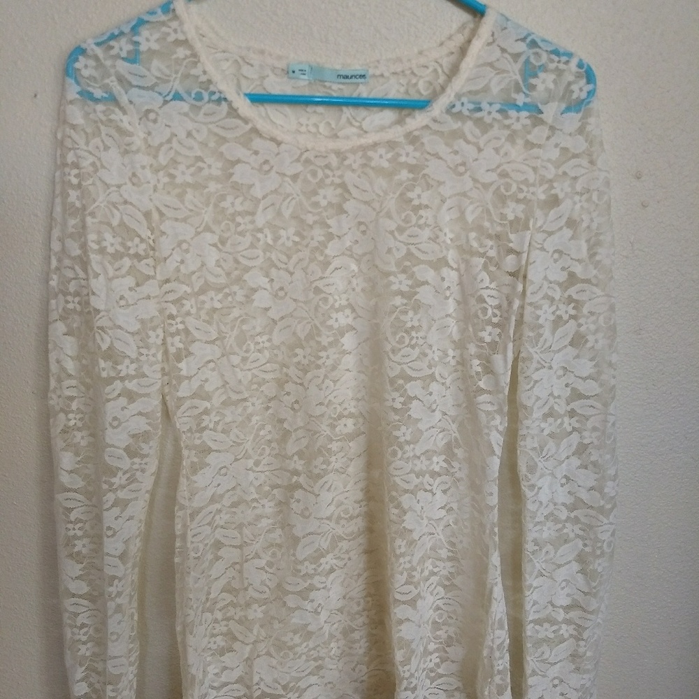 Maurice's sheer lacey long sleeve top